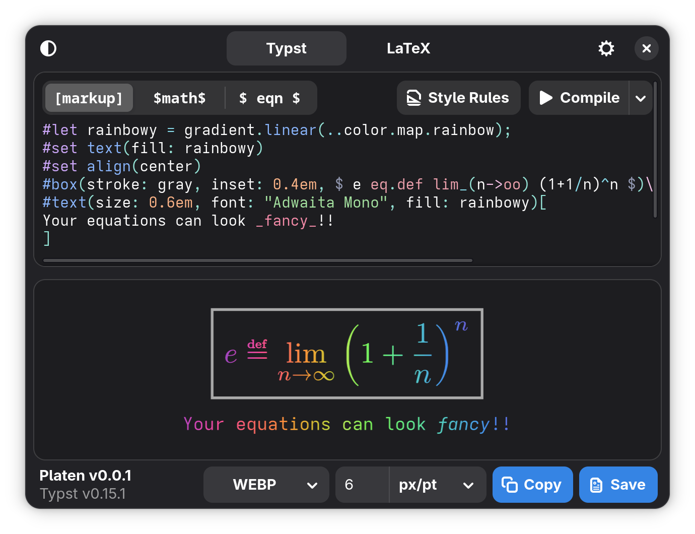 Styling an equation to be rainbow