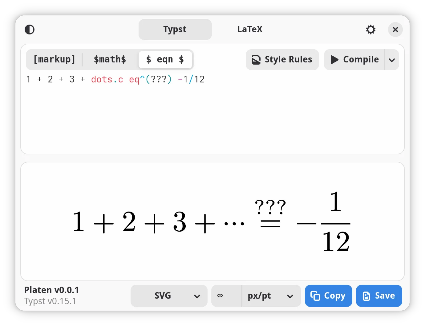 Copying vector equation from Platen to LibreOffice.