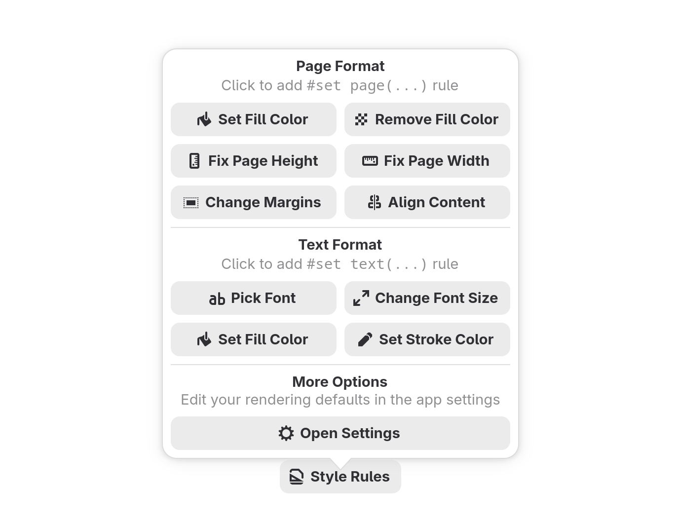 Styling options